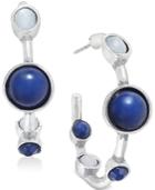 Inc International Concepts Silver-tone Blue Stone Hoop Earrings, Only At Macy's