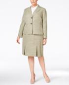 Le Suit Plus Size Textured Two-button Skirt Suit