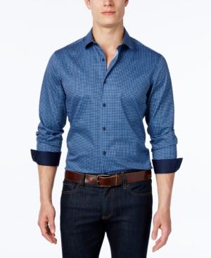 Alfani Men's Geo-dot Pattern Long-sleeve Shirt, Slim Fit