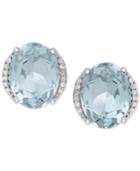 Aquamarine (3 Ct. T.w.) And Diamond Accent Stud Earrings In 14k White Gold