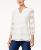 Charter Club Crocheted Split-neck Top, Only At Macy's