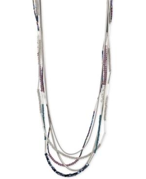 Kenneth Cole New York Silver-tone Long Beaded Layer Necklace