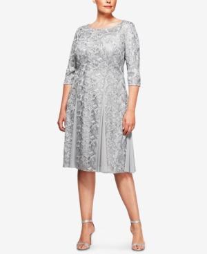 Alex Evenings Plus Size Embroidered A-line Dress