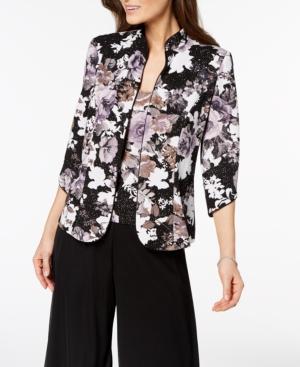 Alex Evenings Metallic Floral-print Jacket & Shell, Regular & Petite Sizes