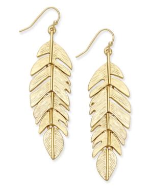 Inc International Concepts Gold-tone Feather Drop Earrings, Only At Macy's