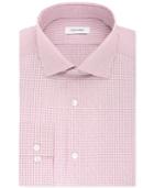 Calvin Klein Steel Men's Slim-fit Non-iron Performance Pink Check Dress Shirt