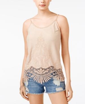 American Rag Crochet Lace Embroidered Faux-suede Tank Top, Only At Macy's