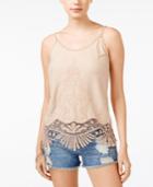 American Rag Crochet Lace Embroidered Faux-suede Tank Top, Only At Macy's