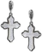 American West Mother-of-pearl Cross Drop Earrings (12-3/4 Ct. T.w.) In Sterling Silver