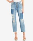Jessica Simpson Juniors' Cotton Adored Straight-leg Cropped Patch Jeans