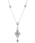 Aquamarine (1-1/3 Ct. T.w.) And Diamond (1/8 Ct. T.w.) Pendant Necklace In Sterling Silver