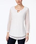 Jm Collection Crochet Keyhole Top, Only At Macy's