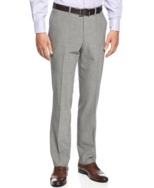 Kenneth Cole New York Dress Pants Light Grey Sharkskin Slim Fit