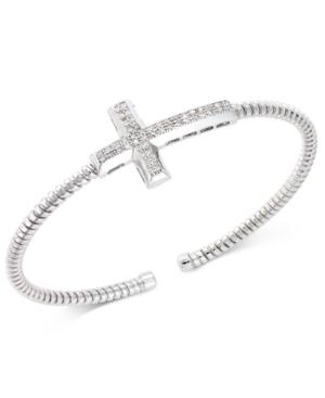 Diamond Cross Cuff Bracelet (1/4 Ct. T.w.) In Sterling Silver