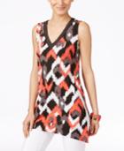 Alfani Petite Printed Sleeveless Handkerchief-hem Top, Only At Macy's