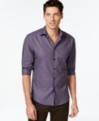 Vince Camuto Purple And Black Textured Print Shirt