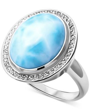 Marahlago Larimar & White Sapphire (1/5 Ct. T.w.) Ring In Sterling Silver