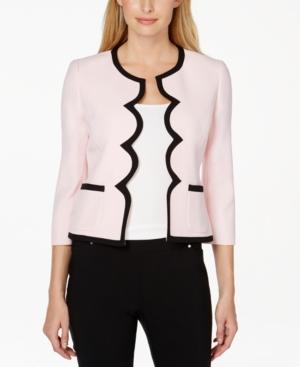 Kasper Petite Open-front Scalloped Blazer