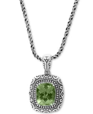 Effy Green Amethyst Ornate 18 Pendant Necklace (5-3/8 Ct. T.w.) In Sterling Silver