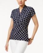 Charter Club Iconic-print Faux-wrap Top, Only At Macy's