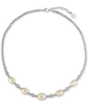Majorica Silver-tone Baroque Imitation Pearl Collar Necklace