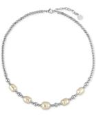 Majorica Silver-tone Baroque Imitation Pearl Collar Necklace