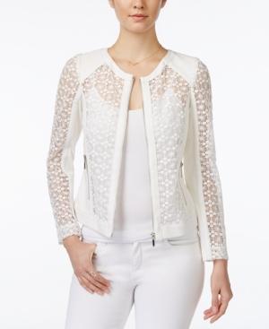 Xoxo Juniors' Crochet Zip-front Moto Jacket