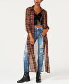 Guess Plaid Slit-side Tunic Shirt