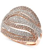 Effy Diamond Multi-row Ring (1-1/7 Ct. T.w.) In 14k Rose Gold And 14k White Gold