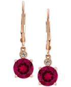 Lab-created Ruby (2-7/8 Ct. T.w.) & White Sapphire Accent Drop Earrings In 14k Rose Gold-plated Sterling Silver