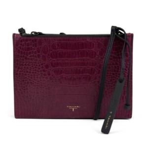 T Tahari Color & Black Leather Double Zipper Crossbody