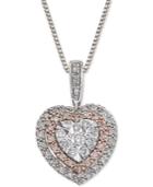 Diamond Halo Heart Adjustable Pendant Necklace (1/4 Ct. T.w.) In 14k White & Rose Gold