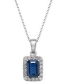 Sapphire (1-1/6 Ct. T.w.) & Diamond (1/6 Ct. T.w.) 18 Pendant Necklace In 14k White Gold