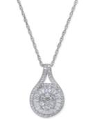 Diamond Baguette Cluster Pendant Necklace (1/2 Ct. T.w.) In Sterling Silver