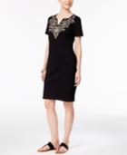 Karen Scott Cotton Embroidered T-shirt Dress, Only At Macy's