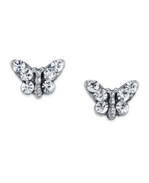 2028 Silver Tone Crystal Butterfly Stud Earring