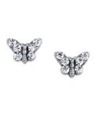 2028 Silver Tone Crystal Butterfly Stud Earring