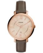 Fossil Women's Jacqueline Gray Leather Strap Watch 36mm Es3707