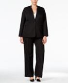 Tahari Asl Plus Size One-button Pinstriped Pantsuit