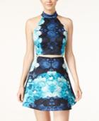 Teeze Me Juniors' 2-pc. Floral-print Halter Fit & Flare Dress