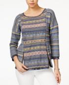 Lucky Brand Escape Printed Fringe-detail Top