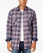 Weatherproof Vintage Men's Faux Fur-lined Plaid Flannel Shirt Jacket, Classic Fit