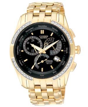 Citizen Men's Calibre 8700 Eco-drive Diamond Accent Gold-tone Stainless Steel Bracelet Watch 39mm Bl8042-54e