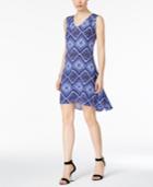 Ny Collection Petite Printed High-low Fit & Flare Dress