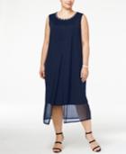 Connected Plus Size Embellished Chiffon Overlay Midi Dress
