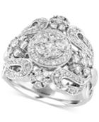 Effy Diamond Vintage Ring (1-1/10 Ct. T.w.) In 14k White Gold