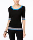 Inc International Concepts Marled-trim Sweater, Only At Macy's