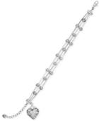 Diamond Heart Charm Bracelet In Sterling Silver (1/6 Ct. T.w.)