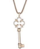 Cubic Zirconia Clover Key 30 Pendant Necklace In 14k Gold-plated Sterling Silver