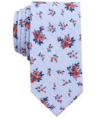 Bar Iii Men's Coral Blue Floral Plaid Slim Tie, Only At Macy's